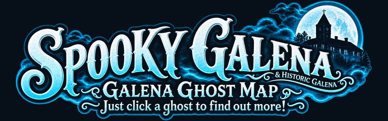 Spooky Galena Ghost Map. Just click a ghost to find out more.